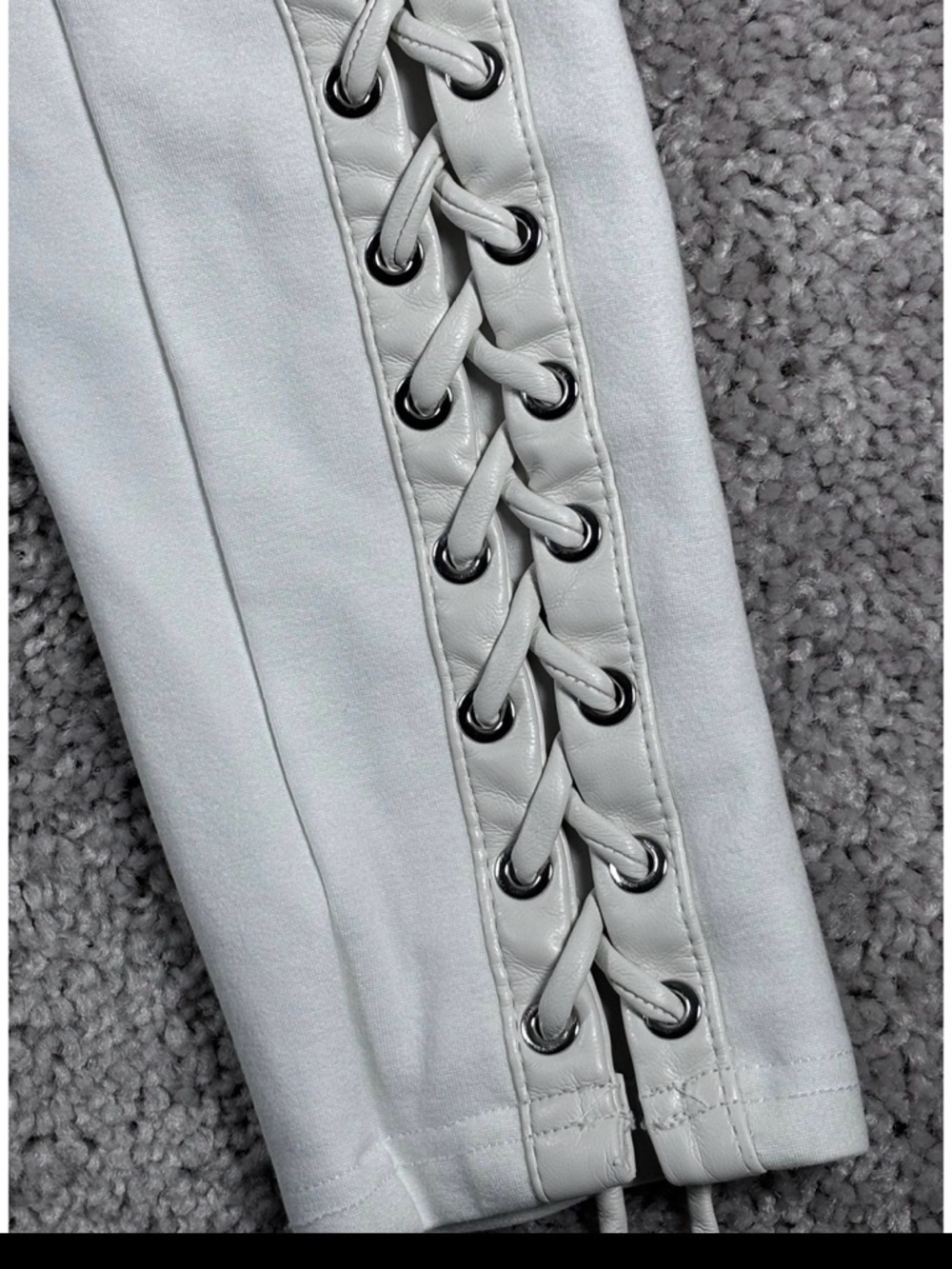 MANIERE DE VOIR White Lace Up Corset Waist Skinny Leggings Pants Womens Size 2 - Picture 3 of 12